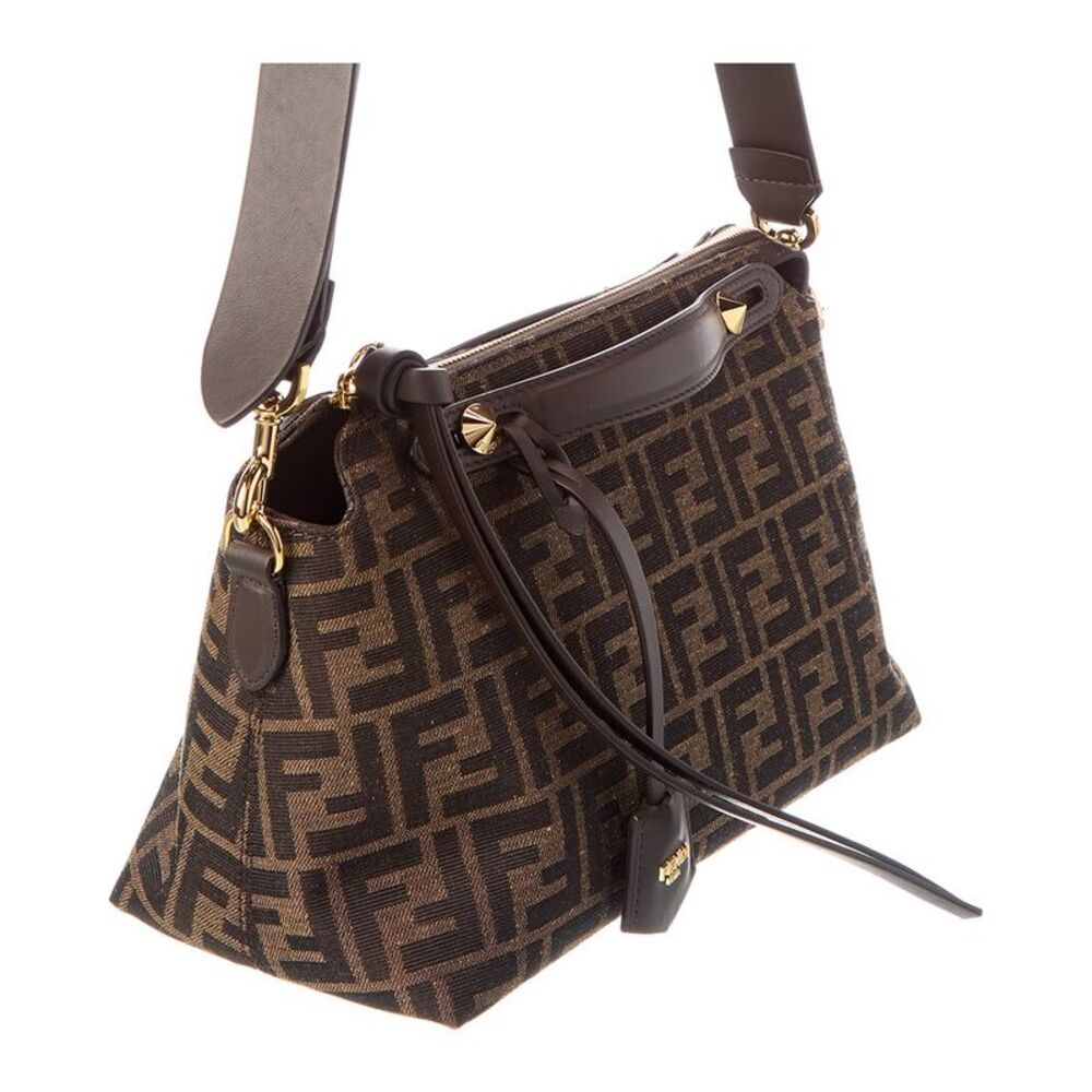Fendi By The Way Soft Medium Ff Jacquard & Leather Shoulder Bag - Picture 3 of 5